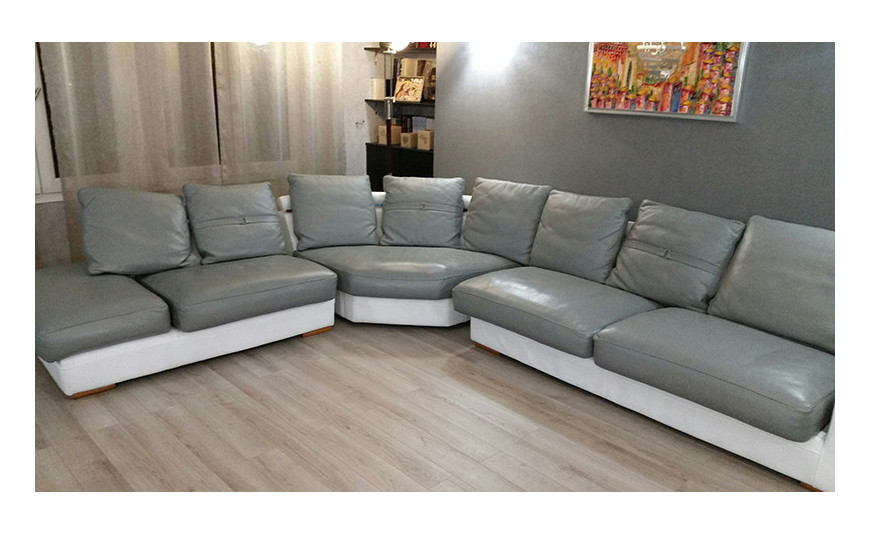Relooking d'un canapé Roche Bobois d'angle en bi tons Relooking d'un canapé Roche Bobois d'angle en bi tons